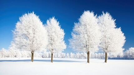 Serene Winter Landscape with Frosty Trees and Sky