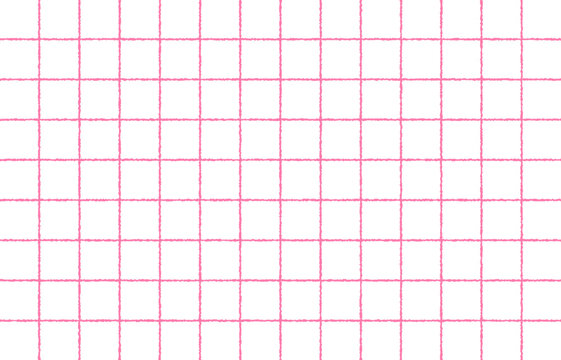 手書き感のあるシンプルなチェック柄（ピンク）、グラフチェック、ラインチェック、方眼、背景素材