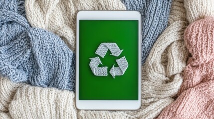 Eco-Friendly Tablet on Green Background