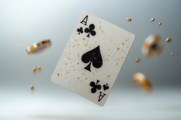 flying ace of clubs card isolated on a clean white background showcasing its intricate design symbolizing luck and excitement in gambling capturing the thrill of the game in minimalist elegance