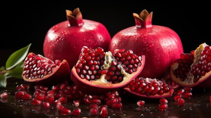 A close up of a bowl of red pomegranates