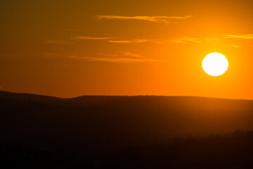 Zlin, Czech republic - March 12, 2022. Sunset above city