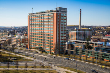 Zlin, Czech republic - March 12, 2022. Bata skycraper