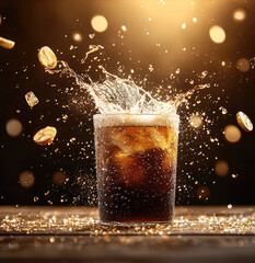 Refreshing Cold Brew Coffee Splash in Studio Lighting