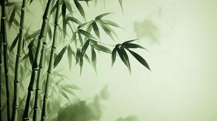 Obraz premium A serene Chinese brush painting of bamboo stalks
