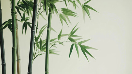 Obraz premium A serene Chinese brush painting of bamboo stalks