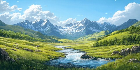 Mountain Valley Stream Landscape