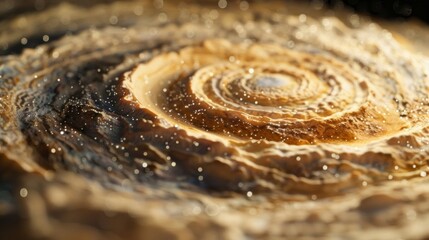 A closeup of a model of the Milky Way galaxy with accurate representations of its spiral arms and central black hole.