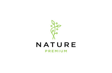 Nature flower line logo icon design template flat vector