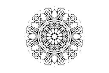 Flower-inspired mandala with starburst core in shades of gray

