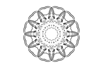 Intricate mandala art with flower-inspired design and starburst at core
