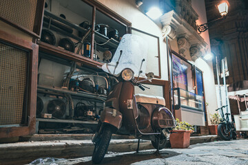 Old scooter on the street.