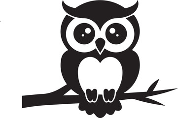 A silhouette of a cute little owl sitting on a branch 