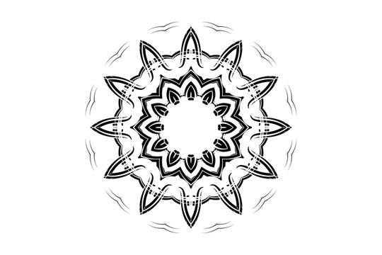 black and white mandala design on white background clip art preview