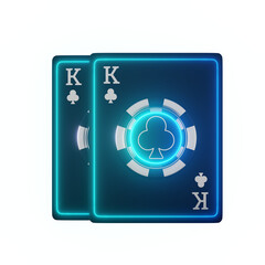 3d poker gambling featuring neon diamonds symbol on the card