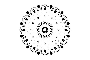 Symmetrical black and white mandala featuring detailed geometric shapes and timeless elegance
