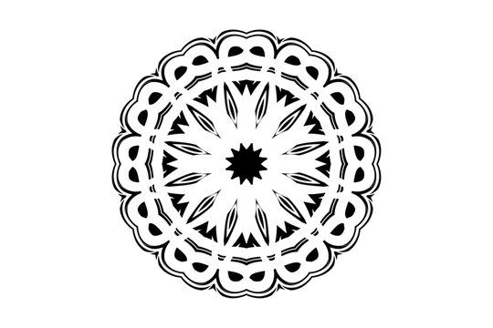 black and white mandala design on white clip art preview