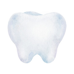 Baby teeth. My first tooth. Dental treatment and oral hygiene. Isolated hand drawn watercolor illustration. Clip art for Dental Clinic and pediatric dentistry, products of dental health care