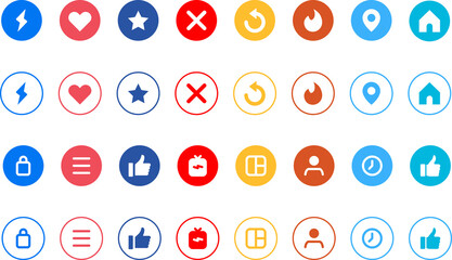 Social media generic reaction icons set. Social media dating icons. Design for web and mobile app