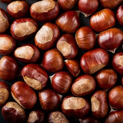 Obraz premium chestnuts food as background, AI generated