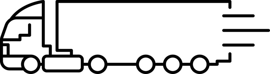 Truck icon freight, delivery symbol. Fast delivery icon. Speed moving lorry symbol isolated on white background. Vector illustration.