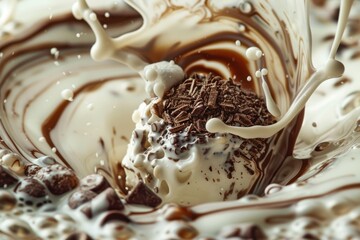 Melting Hot Chocolate Bomb Revealing Marshmallows and Swirling Rich Creamy Texture