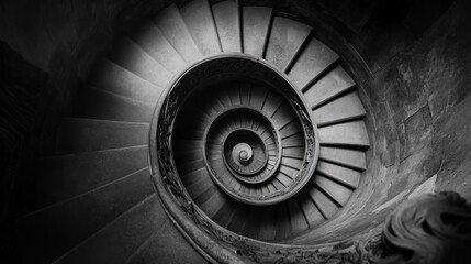 Fototapeta premium Captivating Spiral Staircase in Monochrome Elegance