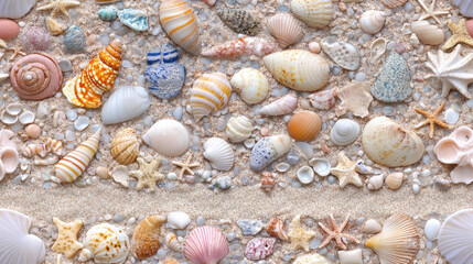 Seamless sand and shell-textured background, It feels like you're standing by the sea.