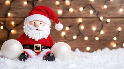 Festive Gnome in Snowy Garden with Holiday Lights