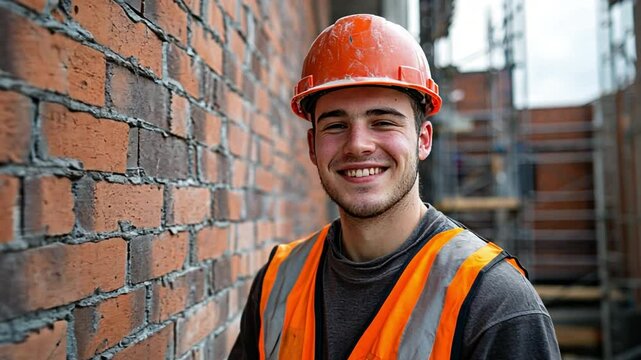 A construction worker is seen standing on a building site.
