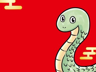 Fototapeta premium 巳年 蛇の年賀状 