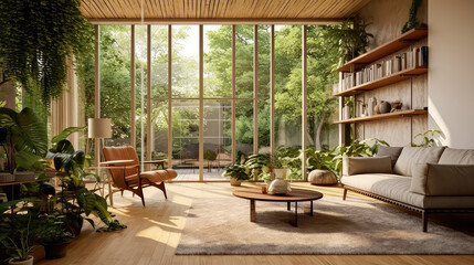 3D render home & garden concept, Home and Garden Embracing the Timeless Elegance and creating a Harmonious Fusion of Indoor