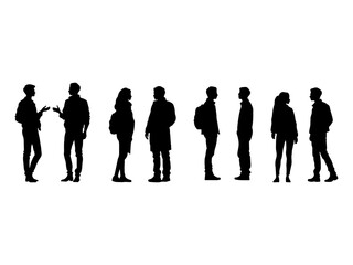 Two friends standing and talking silhouette.