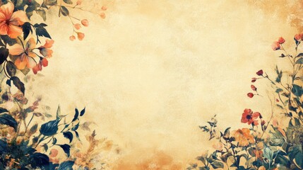 Vintage Floral Background with Vibrant Autumn Colors