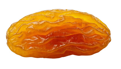 Detailed Shot of a Golden Yellow Raisin Isolated on a White Background