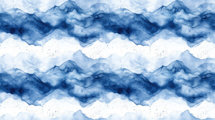 Obraz premium Seamless ink watercolor pattern featuring ethereal smoke flows and wave like stains on wet paper perfect for background designs