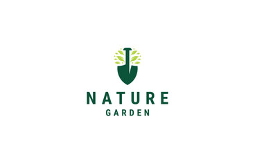 Nature leaf green shovel logo icon design template flat vector