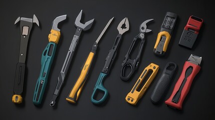 Variety of Tools Organized in a Tool Strip – Essential Collection for DIY and Construction Projects