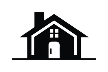 Simple house icon silhouette black vector art illustration.