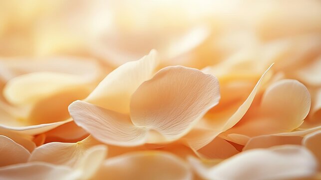 Closeup macro shot of petals with soft background blur, gentle focus, dreamlike ambiance, warm light, shallow depth of field