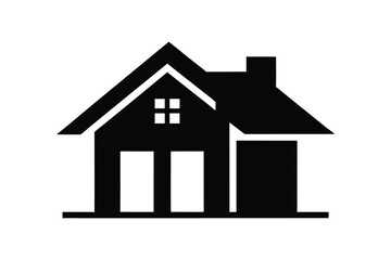 Simple house icon silhouette black vector art illustration.