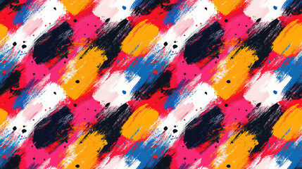 Fototapeta premium Vibrant seamless pattern featuring colorful paint textures ideal for artistic backgrounds and creative projects