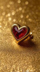 Fototapeta premium Gold, Heart, Golden Heart, Shiny, Sequins, Pendant, Necklace