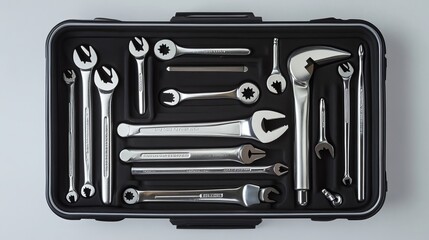 Fototapeta premium Assorted Repair Tools in Case on White Background – Comprehensive Set of Construction and Maintenance Essentials