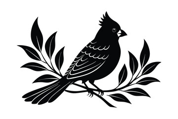 Elegant Bird on Branch Vector - Minimalist Nature Illustration for Wildlife, Botanical Decor & Ornithology Art
