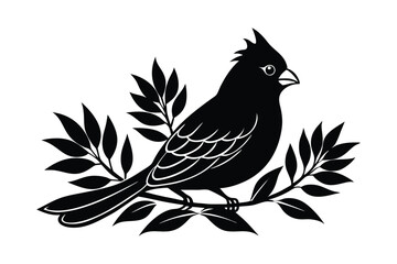 Elegant Bird on Branch Vector - Minimalist Nature Illustration for Wildlife, Botanical Decor & Ornithology Art