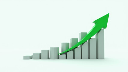 Rising graph with green upward trend.