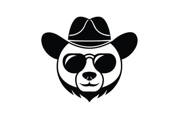 Cool Cowboy Panda with Sunglasses - Fun Vector Illustration for Cute Animal Icons, Western Style & Playful Decor