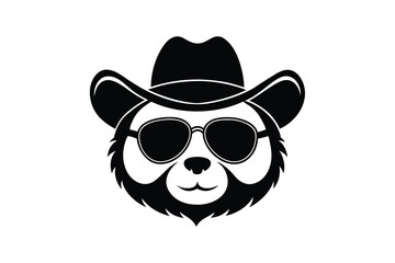 Cool Cowboy Panda with Sunglasses - Fun Vector Illustration for Cute Animal Icons, Western Style & Playful Decor