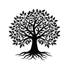 Obraz premium Black and White Leafless Tree Silhouette - Minimalist Vector Illustration for Rustic Decor, Botanical Art & Nature Design